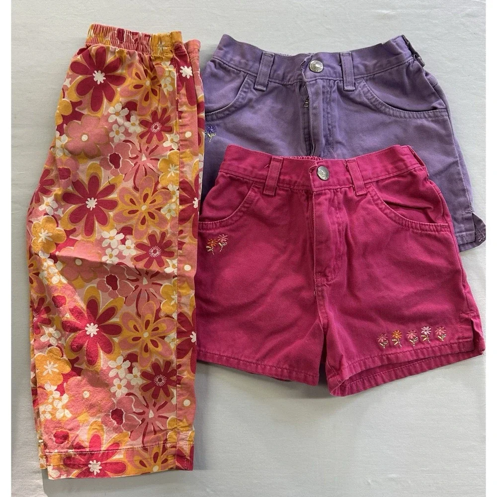 Vintage Y2K Lot Of 3 Oshkosh B'gosh Girls Shorts/capri Size 5 Toddler